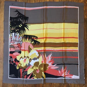 Italian Scarf - Bellotti - Earth Tones - Tropical - Large - Vintage - Galtrucco - Silk - M1