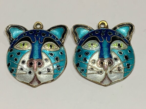 Laurel Burch Cat Earrings - Rare - Enamel - Turqu… - image 2