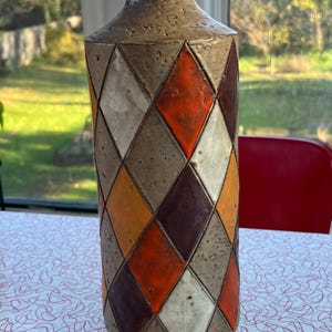 Bitossi Harlequin Vase - Studio Pottery - Italian - MCM - Mid Century Modern - Earth Tones - Large - Rare - LTBLBN