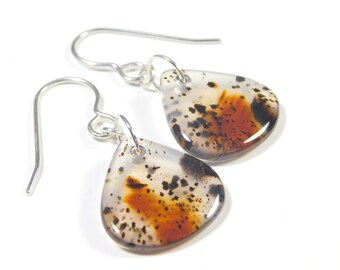 Montana Agate Earrings, Montana Agate Slab Earrings, Montana Agate and Sterling Silver Statement Earrings, Slab Earrings