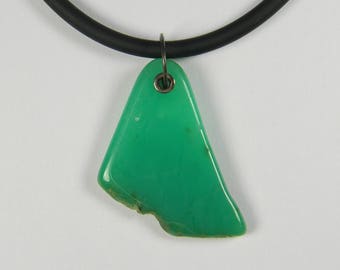 Chrysoprase Necklace, Chrysoprase and Oxidized Silver Necklace, Rough Cut Chrysoprase Statement Necklace