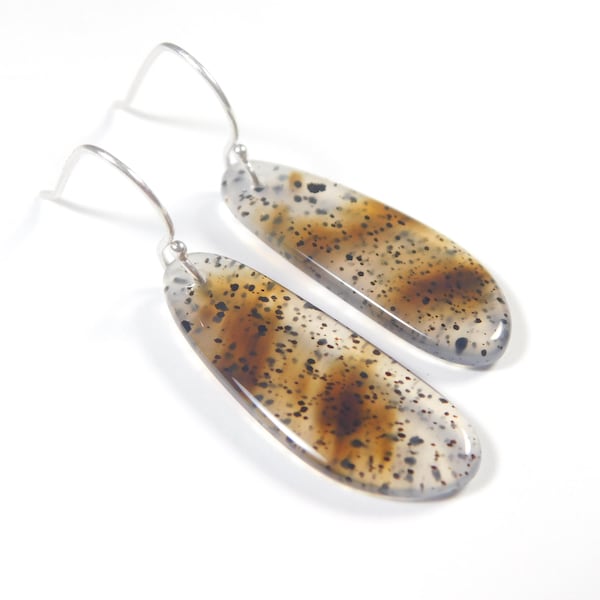 Montana Agate Earrings, Montana Agate Slab Earrings, Montana Agate and Sterling Silver Statement Earrings, Slab Earrings