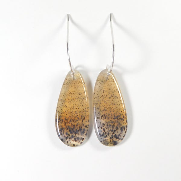 Montana Agate Earrings, Montana Agate Slab Earrings, Montana Agate and Sterling Silver Statement Earrings, Slab Earrings