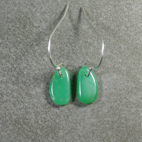 Chrysoprase Earrings, Chrysoprase Slab Earrings, Chrysoprase and Sterling Silver Statement Earrings, Slab Earrings