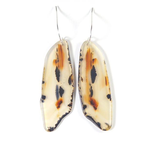 Montana Agate Earrings, Montana Agate Slab Earrings, Montana Agate and Sterling Silver Statement Earrings, Slab Earrings