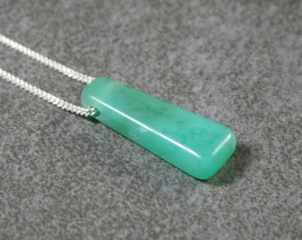 Chrysoprase and Sterling Silver Necklace, Chrysoprase Necklace, Chrysoprase Sterling Silver Statement Necklace