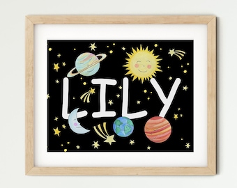 Nursery Name Sign / Baby Name Sign / Nursery decor / Baby Gift / Nursery Wall Art / Outer Space / Outer Space Nursery / Space / Planets