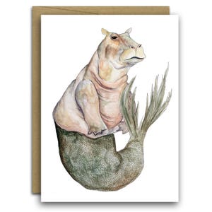 Mer- Po * Mermaid Hippo Card * Mythical Creature Card