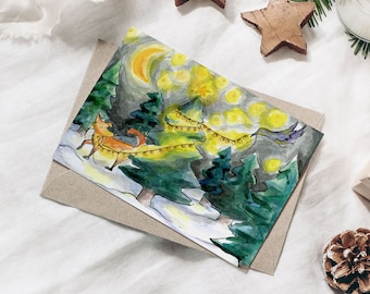Carte de Noël boisée / Cartes de Noël / Carte de Noël / Pack de cartes de Noël / Carte animal mignonne / cartes de vœux / animaux des bois