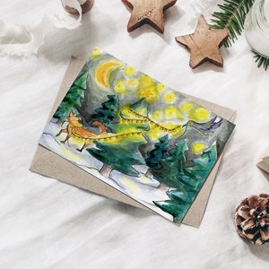 Carte de Noël boisée / Cartes de Noël / Carte de Noël / Pack de cartes de Noël / Carte animal mignonne / cartes de vœux / animaux des bois