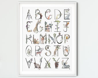 Animal Alphabet Poster / Nursery decor / ABC Print / Nursery Wall Art / Baby Shower Gift / New Baby Gift / Alphabet Print / abc poster