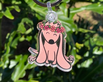 Cute Pink Puppy Key Chain * Dog Lover Gift * Cute Dog * Cute Dog Key Chain * Key Chain * Dog With Flower Crown