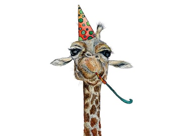 Carte d’anniversaire de girafe * Carte d’animal mignon * Anniversaire / Joyeux anniversaire / Girafe mignonne / Amoureux de la girafe / Carte Bday / Girafe mignonne