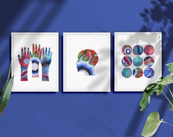 3 piece wall art / Office Art / Boho Wall Art / Abstract Wall Art / Yoga Wall Art / Art Print / Abstract Art Print / gallery wall set