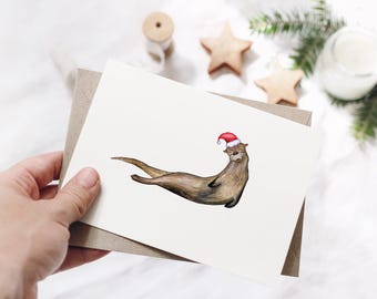 Otter Christmas Card / Cute Ocean Friends Christmas Card / Ocean Christmas Card / Merry Christmas / Christmas Cards / Christmas Card /