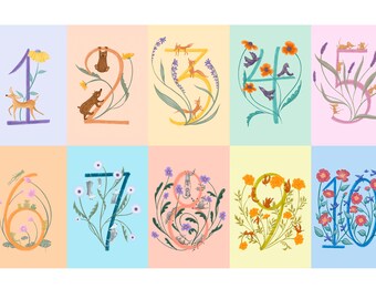 Counting Print * Numbers Print * Nursery Art * Learning Art * Art for Baby * Art for Toddler * Woodland Art