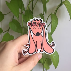 Cute Dog with Flowers Sticker / Dog Sticker / bumper sticker / laptop sticker / planner sticker / sticker / vinyl sticker / dog lover gift