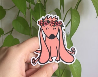 Cute Dog with Flowers Sticker / Dog Sticker / bumper sticker / laptop sticker / planner sticker / sticker / vinyl sticker / dog lover gift
