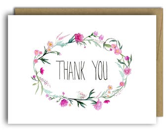 Thank You Card * Floral Thank You Card * Pink Flowers * Peonies * Gratitude * Baby Shower Thank You Cards * Wedding Thank You Cards