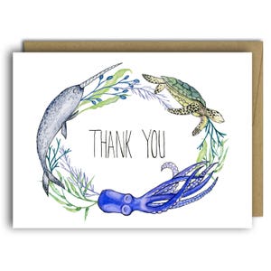 Thank You Cards / Narwhal / Baby Shower Thank You Cards /  Thank You Card / Thank You / Nautical Thank You / Thank You / Sea / Thanks Cards