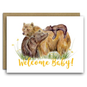 Neue Babykarte / Willkommensbaby / Babykarte / Bärenkarte / neues Baby / Baby Shower Karte / Babybär / neue Eltern / Bärenfamilie / Elefantenkarte