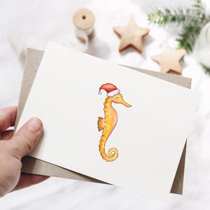 Seepferdchen Weihnachtskarte / Ocean Friends Weihnachtskarte / Frohe Weihnachten / Weihnachtskarten / Seepferdchen