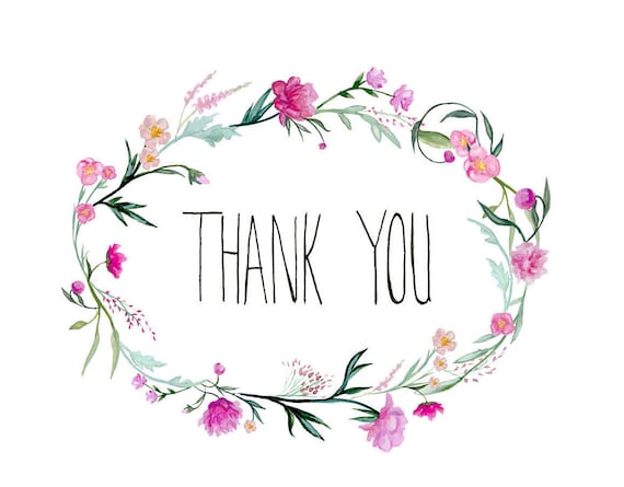 Thank You Card Floral Thank You Card Pink Flowers Peonies Gratitude Baby Shower Thank You Cards Wedding Thank You Cards