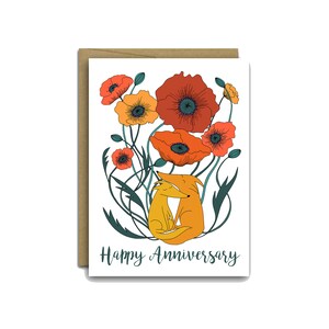 cartão de aniversário/cartão de raposa/cartão de aniversário de raposa/cartão de namorado/cartão de papoula/papoulas/fantástico senhor raposa/amigos de raposa/cartão floral
