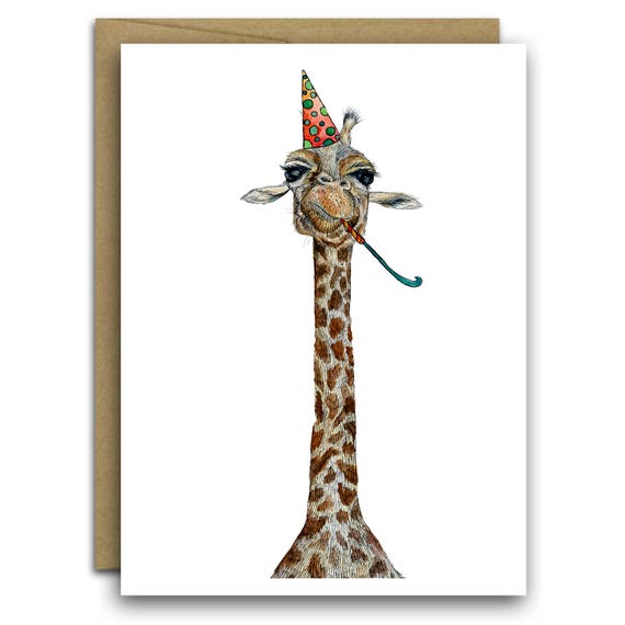 Carte Danniversaire Girafe Carte Danimal Mignon Etsy