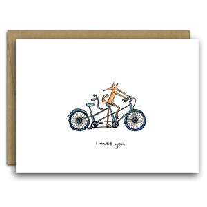 Thinking of You Card / I Miss You Card / Vriendschapskaart / Lange Afstand Relatiekaart / Covid 19 Kaart / fietskaart / Fantastische heer Fox