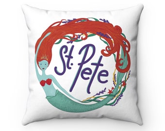 ST. Pete, Florida, Mermaid Pillow