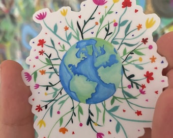 Earth Stickers * Water Bottle Sticker * Peace Stickers * Wanderlust *  flower sticker * laptop sticker * mother earth sticker