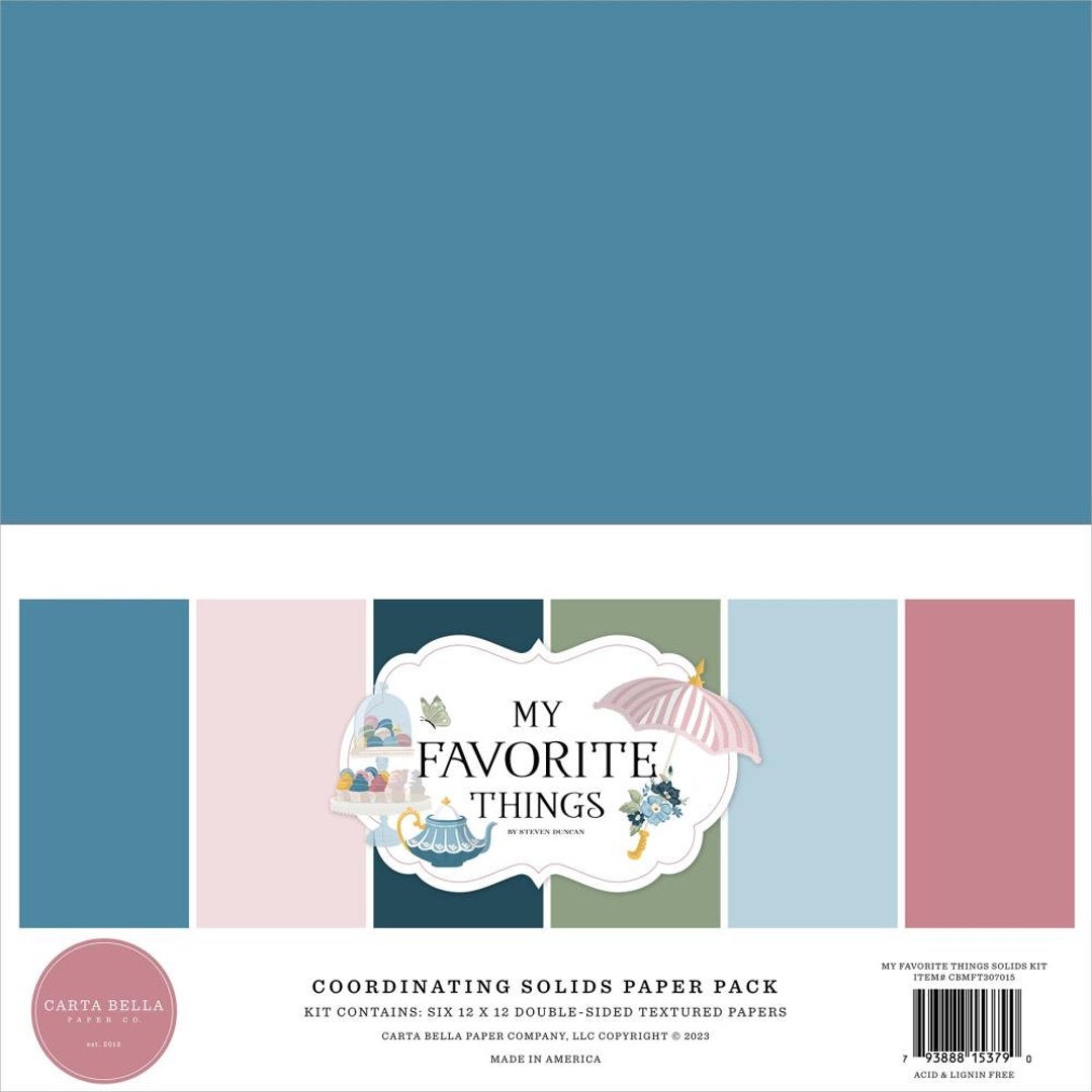 Carta Bella My Favorite Things 12x12 Double-sided Solid Cardstock, 6 ...