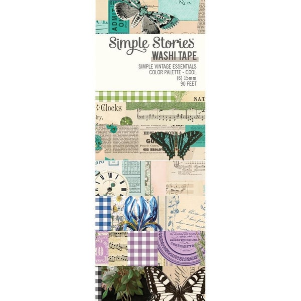 Simple Stories Simple Vintage Essentials Color Palette Washi Tape: Cool, 6/Pkg (VCP22245)