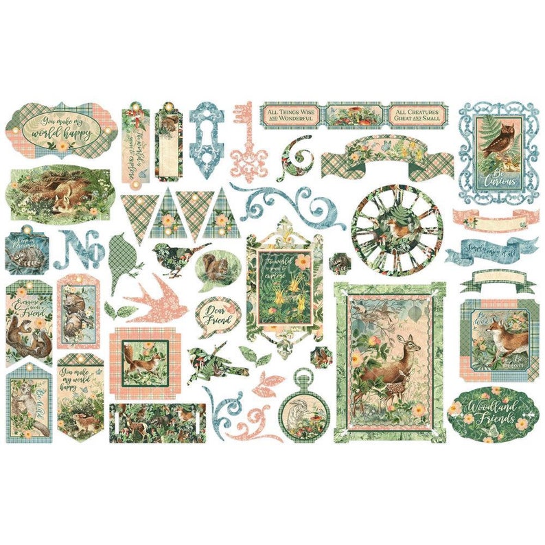 Graphic 45 Cardstock Diecut Assortment Woodland Animals Etsy
