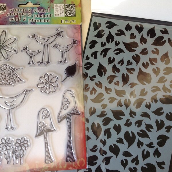Dylusions by Dyan Reaveley - GARDEN LEAVES Stamp & Stencil set - SS028