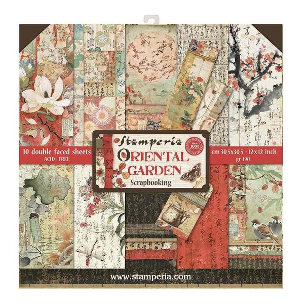 Stamperia Double-Sided Paper Pad 8"X8" 10/Pkg: Oriental Garden (SBBS09)