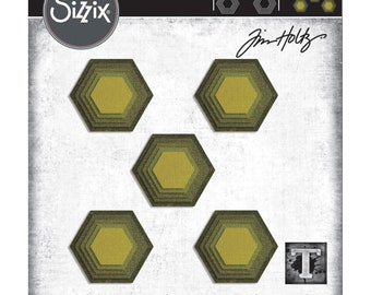 Tim Holtz Thinlits Dies: Stacked Tiles Hexagons, by Sizzix (664420)
