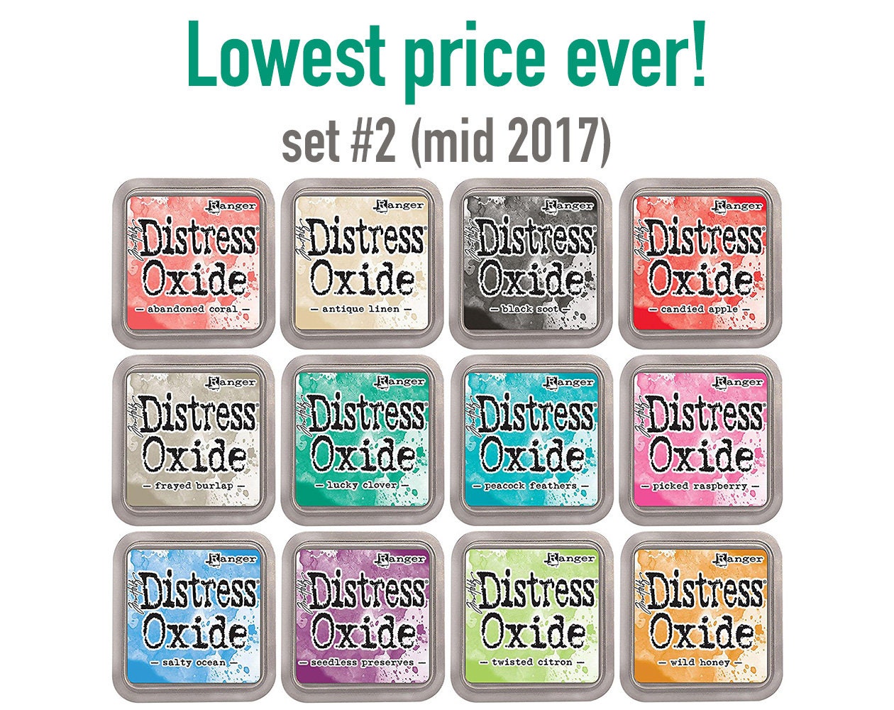 Distress Oxide ink pads by Tim Holtz, SET#2 (mid 2017), all 12 colors