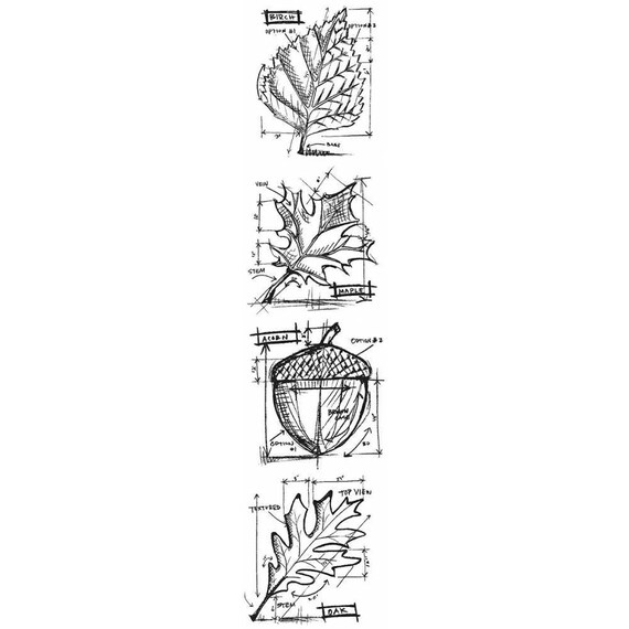 Stampers Anonymous Tim Holtz Mini Blueprints Strip Cling Stamps - Fresh Brewed Coffee Design 3x10 Inch