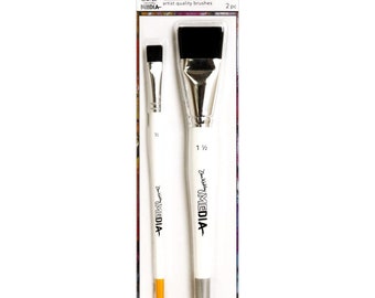 Dina Wakley Media Stiff Bristle Brushes 2/Pkg: 1.5" & .5" (MDA71136)