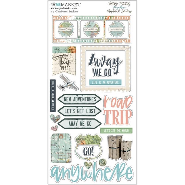 49 and Market Vintage Artistry Anywhere 6"x12" Chipboard Stickers (VTA33751)