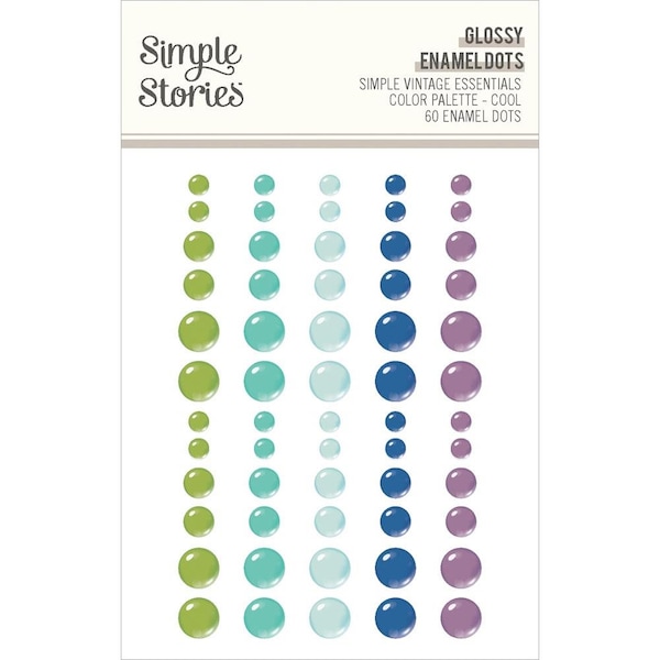 Simple Stories Simple Vintage Essentials Color Palette Enamel Dots: Cool, Glossy (VCP22243)