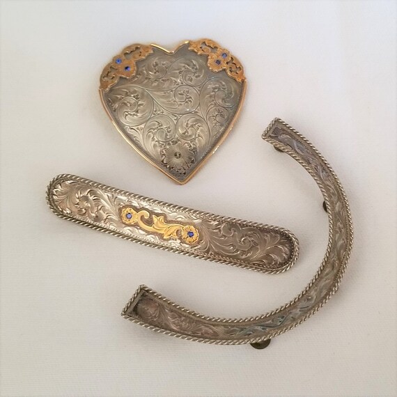Estate Vintage Sterling Silver With Gold Plated Decoration  display picture 1
