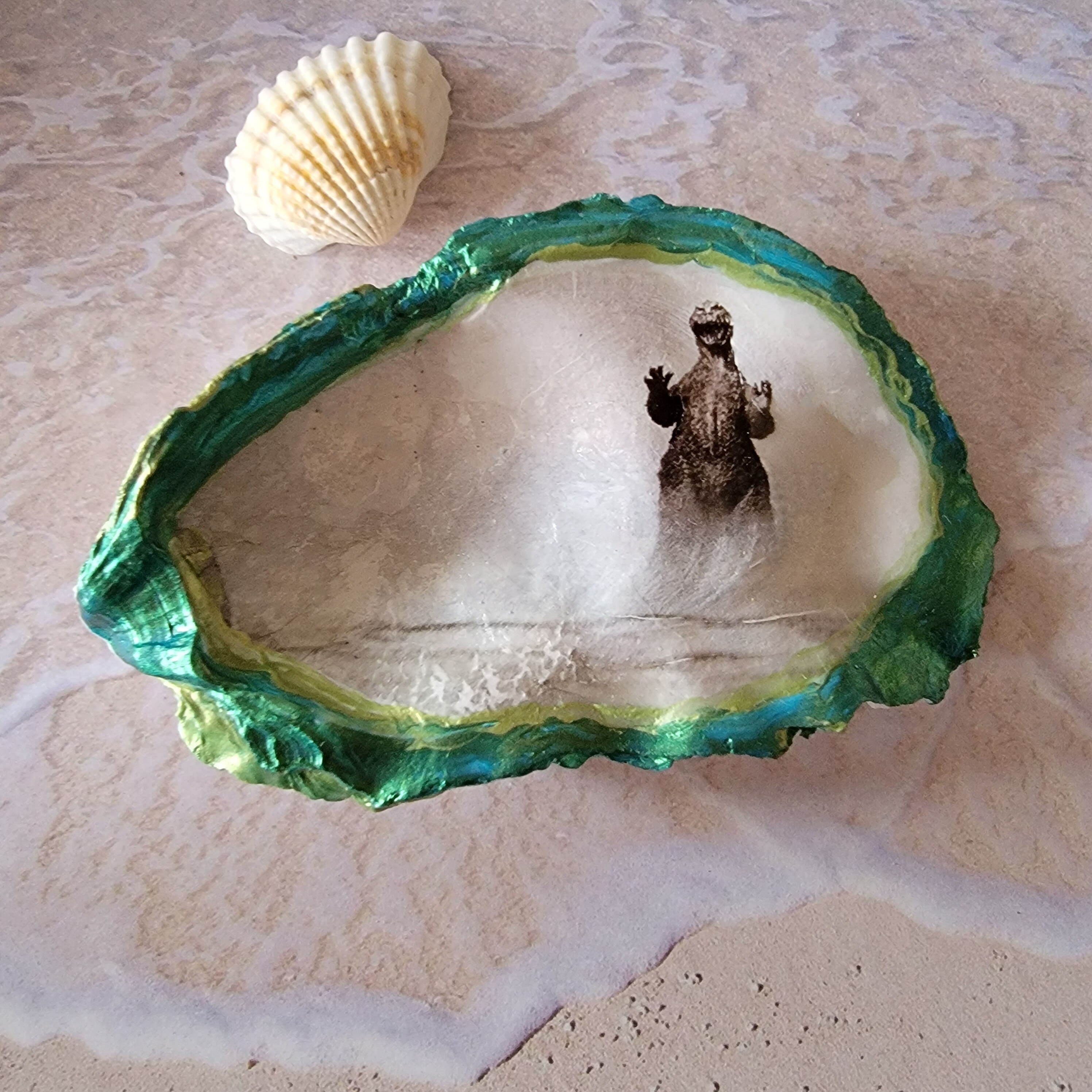 Godzilla Vintage Decoupaged Seashell Trinket, Jewelry, Soap, Paperclips ...