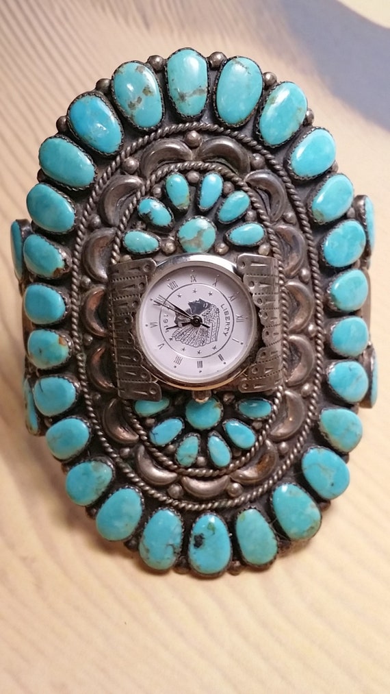 Large Turquoise Watch Cuff - image 2