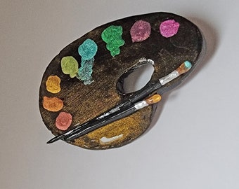 Polymer Iridescent Painters Palette Brooch