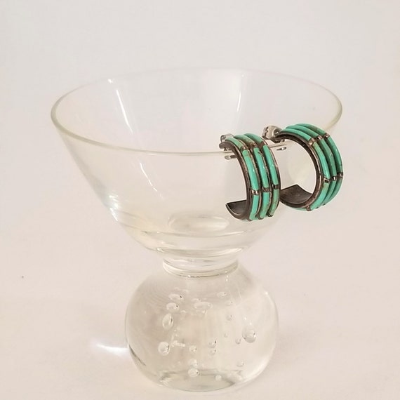 Vintage Estate Sterling and Needlepoint Turquoise… - image 1