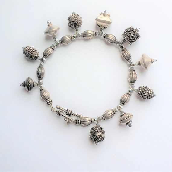 Estate Sterling Beaded Bracelet - image 1