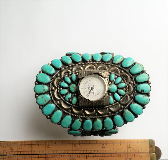Large Turquoise Watch Cuff - image 9